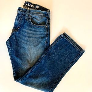 Guess Men’s Rebel Straight Leg Distressed Jeans 32 x 32 dark wash